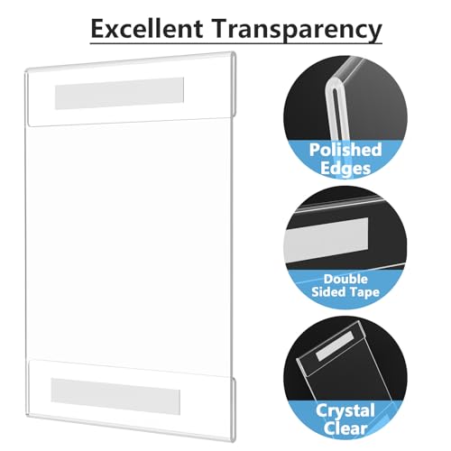 MaxGear Acrylic Sign Holder 11 x 17 Wall Mount with Tape, 6 Pack, Vertical | Strong Double-Sided Tape, Easy Insert and Replace Paper, Poster, Document and Flyer, Acrylic Frame for Office, Home, Store - size: 11"x17"-6Pack, style: Vertical
