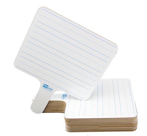 Flipside Products Rectangular Lined Dry Erase Answer Paddles, Double-Sided, Auction, Handheld Whiteboard, Handle Response Board, Classroom Dry Erase, Writing Practice, Pack of 12 - style: 12 Pack