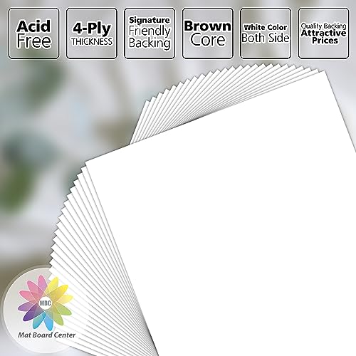 Mat Board Center, Pack of 25, 12x18 White Backing Boards, 4-Ply Thickness Cardboard for Picture/Photo/Framing Back Support - size: 12x18