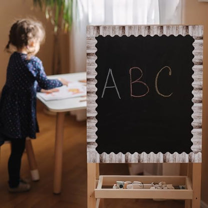 Aodaer 65.5 Feet Dark Wood Bulletin Board Borders Rustic Wood Scalloped Border Trims Back to School Bulletin Board Decorations for School Classroom Wall Decor - style: Dark Wood
