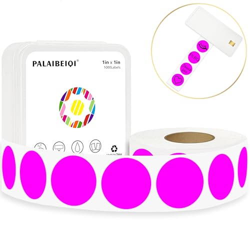 1 Inch Round Thermal Sticker Labels,Color Dot Stickers,Label Stickers,Waterproof,Oil Proof,for Thermal Printers,DIY,Office,Retail,Home and Warehouse Organization,1000 Pcs Fluorescent Purple - color: Fluorescent Purple