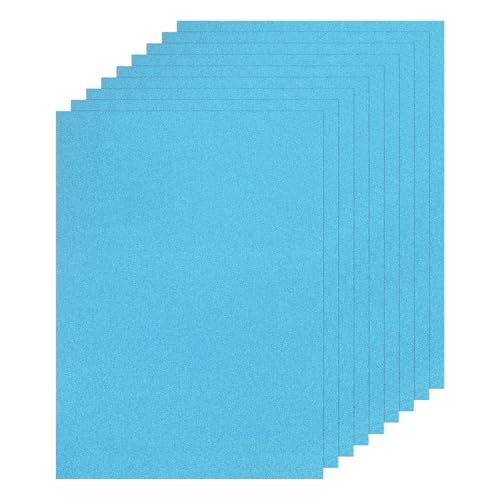 MECCANIXITY 10 Sheet Lake Blue Glitter Card Stock, 8"x11" A4 Shimmer Paper,250gsm One-sided Cardstock for DIY Crafts, Scrapbooking, Party Decorations, Invitations - color: Lake Blue