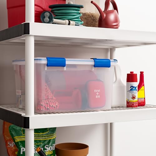IRIS USA WeatherPro 44 Qt Storage Bins with Lids, 2 Pack, BPA-Free Plastic Gasket Box with Tight Latch and Seal, Stackable Nestable Tote Tub - Clear/Blue - size: 44 Qt. - 2 Pack