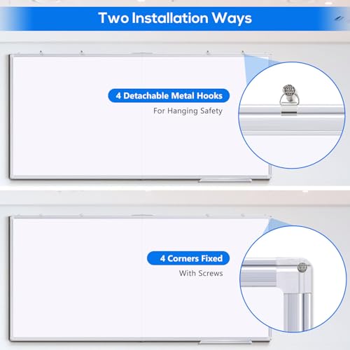 Magnetic Dry Erase Board 96 x 48 inches, Maxtek 4" x 8" Whiteboard for Wall, Large White Board Dry Erase Foldable Wall-Mounted Aluminum Frame Erase Board with Marker Tray for Office Home and School - size: 96"W x 48"H, style: Style B