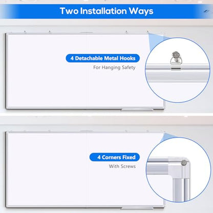 Magnetic Dry Erase Board 96 x 48 inches, Maxtek 4" x 8" Whiteboard for Wall, Large White Board Dry Erase Foldable Wall-Mounted Aluminum Frame Erase Board with Marker Tray for Office Home and School - size: 96"W x 48"H, style: Style B