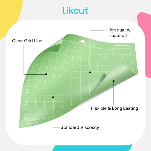 Likcut Cutting Mat 12"x12" for S31 Vinyl Cutter Machine - Standard Adhesive Mat Compatible with Cricut Maker, 3 Pack - color: Green, size: 12"L x 12"W Standard Adhesive
