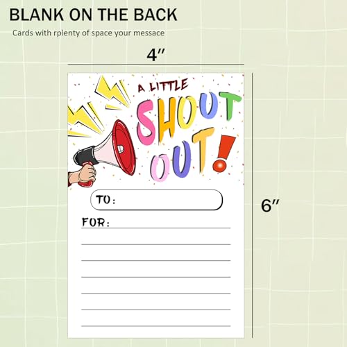 Blirik 60Pcs Shout Out Cards For Employees, Office Staff, Teachers and Students,Printed Occasion Cards, Appreciation and Recognition Reward Card For School or Work Bulletin Board