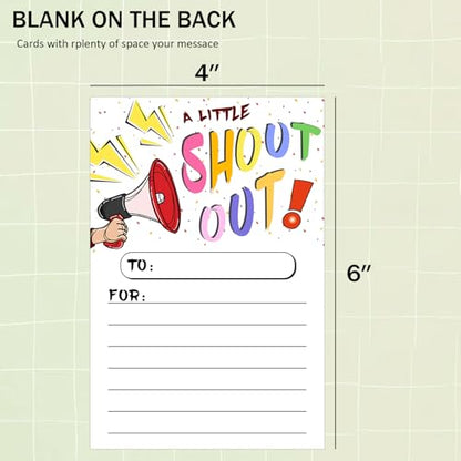 Blirik 60Pcs Shout Out Cards For Employees, Office Staff, Teachers and Students,Printed Occasion Cards, Appreciation and Recognition Reward Card For School or Work Bulletin Board