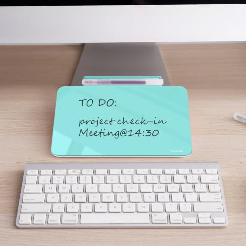 TSJ OFFICE Small Desktop Whiteboard - Glass Dry Erase Board 8 X 6 Inches Tabletop Easel Whiteboard with Stand, Desk Board Buddy for Artist, Teacher and Student - color: 8 X 6 Inches - Light Blue