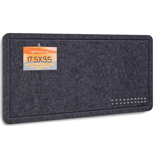 Lightomorrow Bulletin Board, 35 x 17 1/2 inches Felt Board - Decorative Pin Board, Cork Board Alternative for Wall, Foldable Self-Adhesive Vision Board Prayer Board with 20 Pushpins Dark Gray - color: Dark Gray, size: 35×17.5 inches