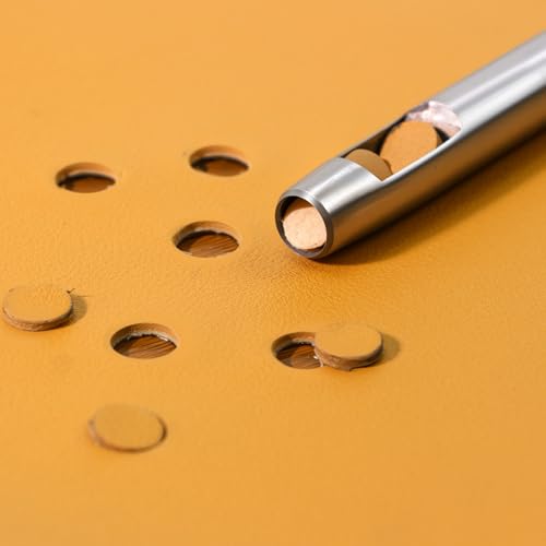 Leather Hole Punch Tool, 6mm/0.24inch Round Hollow Hole Punch, Carbon Steel Leather Hollow Punch Tool for Cutting Leather Craft Watch Rubber Paper Soft Material - size: 6 mm / 0.24 inch