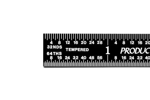 PEC Tools 12" Stainless Steel Flexible Metal Ruler with Black Chrome Finish, 4R Graduaction (1/8", 1/16", 1/32", 1/64"), High-Contrast Imperial Machinist Rule, Easy to Read, Made in USA - color: Black Chrome-Flexible, size: 12"