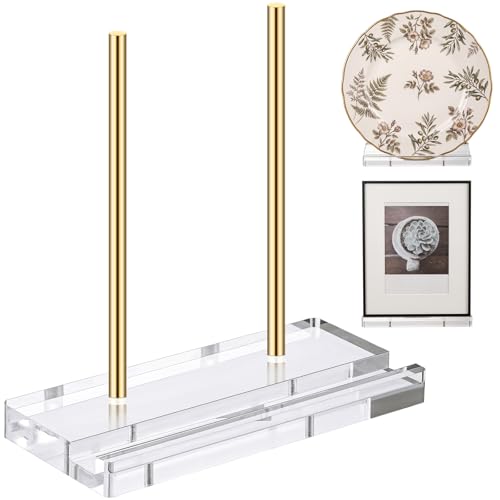 CroBlissful Tabletop Acrylic Display Stand 6 x 3.5 x 6 Inch Clear Easel Acrylic Book Display Holder Artwork Storage Rack for Picture Frame Albums Record Magazine Tablet Canvas Board (Gold) - color: Gold, size: 6 x 3.5 x 6 Inch