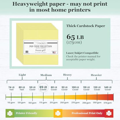 Cardstock Warehouse Pop-Tone Banana Split Yellow Cardstock Paper – 25 Sheets, 12 x 12" - 65 lb / 175 GSM Premium Yellow Card Stock for Die-cutting, Crafts, Scrapbooking, Card Making and DIY Projects - color: Banana Split
