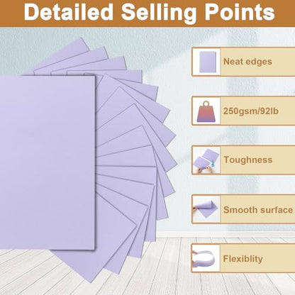 Silunkia 120 Sheets Light Purple Cardstock 8.5 x 11 Certificate Paper, 92lb Heavyweight Card stock Lavender Paper for DIY Card Making, Greeting Cards, Wedding Invitations, Party - color: Light Purple, size: 120 Sheets