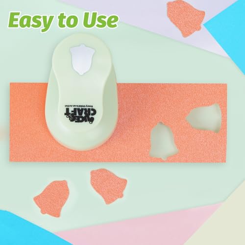 UCEC Hole Punch 1 Inch Craft Christmas Snowflakes Bells Shapes 30 Pieces Hole Puncher for Crafts Set with Craft Paper Cardstock, Mix Shape Designs Hole Puncher for Kids for Crafting Scrapbooking - style: 3 Diffrent Shapes Punch & 30 Craft paper