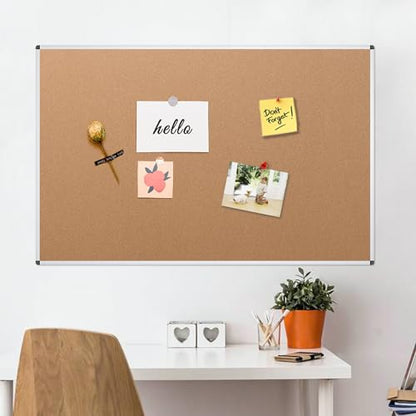 VIZ-PRO Large Cork Bulletin Board, 72 X 40 Inches, Wall-Mounted Corkboard with Silver Aluminium Frame for School, Office, and Home - size: 72" x 40"