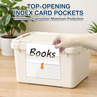 H4D 24 Pack Labels for Storage Bins, 3" x 5" Plastic Clear Adhesive Index Card Holders, Tote Label Pockets for Organizing Storage, Library Card, Shelves - size: 3" x 5", style: 24 Pack