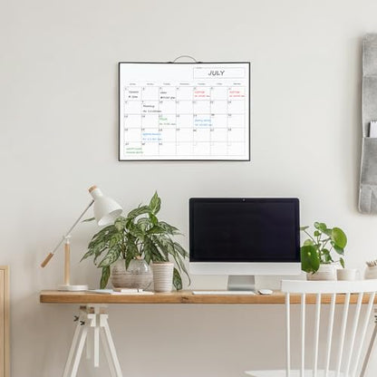 TSJ OFFICE White Board Calendar - 12 X 16 Inches Magnetic Dry Erase Board Monthly Calendar, Double Sided Whiteboard with a Handle, to Do List Notepad for Office, Home, School, Black Aluminum Frame - color: Black-whiteboard & Calendar