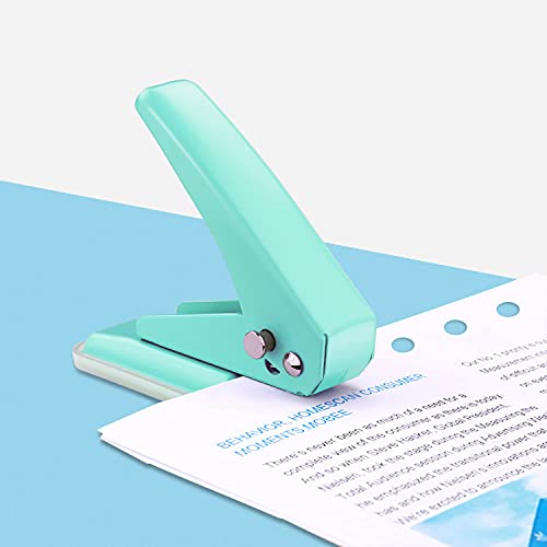 Single Hole Puncher, 1/4" Hole, 20 Sheet Capacity, Green, 1 Pack | Metal Paper Punch with Skid-Resistant Base, for Paper, Chipboard, Art Project - color: Green