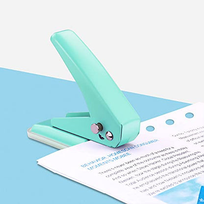 Single Hole Puncher, 1/4" Hole, 20 Sheet Capacity, Green, 1 Pack | Metal Paper Punch with Skid-Resistant Base, for Paper, Chipboard, Art Project - color: Green