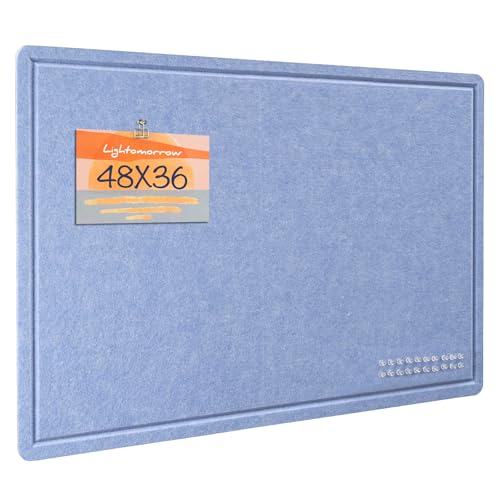 Large Bulletin Board - 48 x 36 Inches, Decorative Felt Pin Board for Wall - 4' x 3' Foldable Photo Display Board with Self-Adhesive Tape, Includes 20 Push Pins - Lavender Blue - color: Lavender Blue, size: 48×36 inches