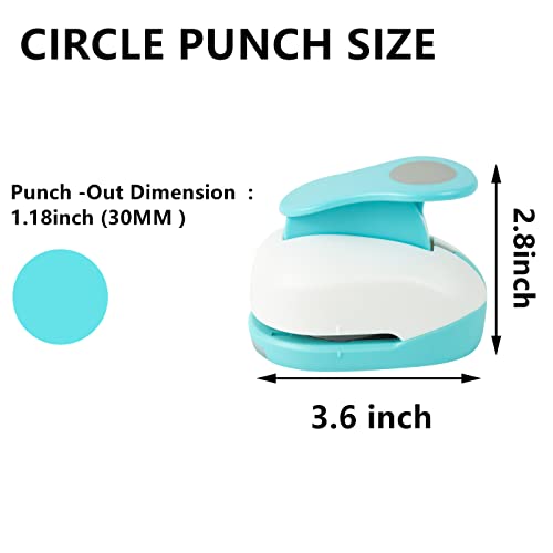 1.18 inch Circle Punches 30mm Hole Punch Circle Cutter for Paper Crafts Scrapbooking Handmade Paper Punch Paper Circles Greeting Cards,Cardstock, DIY Albums Photos,Card Making 30mm Circular - size: 1.18 inch Blue