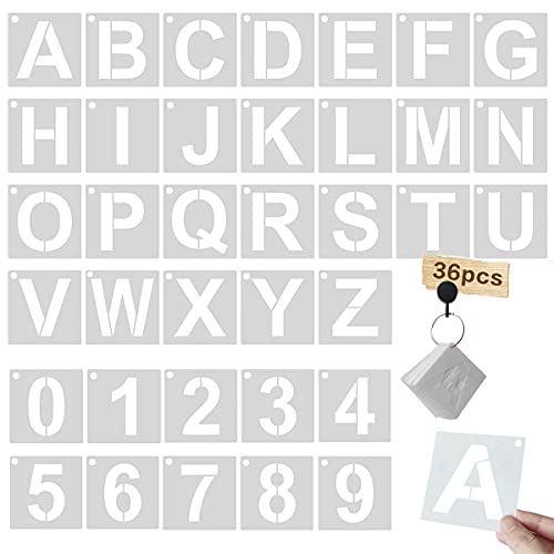 1 Inch Letter Stencils Kit, Alphabet Art Craft Stencils, Reusable Plastic Letters and Numbers Stencil Set for Wood, Wall, Fabric, Rock, Chalkboard, Signage and DIY Art Projects (White, 36 Pcs) - size: Font Sizes:1 Inch