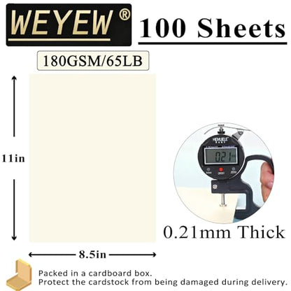 100 Sheets 65lb Cream Cardstock, 8.5" x 11", Printer Off-White Paper for DIY Craft Card Making Premium Card Stock Blank Invitation Paper Greeting Cards, 65LB Cover 180 GSM - color: Cream, size: 65lb-100sheets