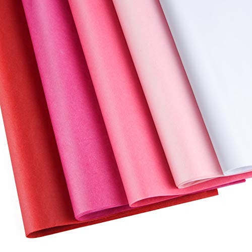 CHRORINE 50 Sheets Mixed Pink Tissue Paper Wrapping Paper Art Paper Crafts for Packaging Valentine Wedding Art Craft (Pink) - color: Pink