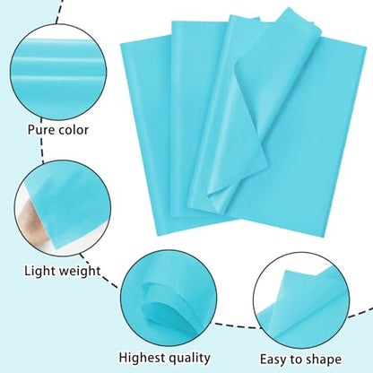 120 Sheets Gift Wrapping Tissue Paper, 20" x 14" Bulk Colored Tissue Paper (Light Blue) - color: Light Blue