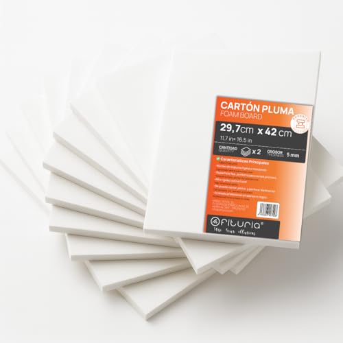 OFITURIA Foam Board White A3 Adhesive (29.7 x 42 cm) Pack of 2 Expanded Polystyrene Plate Lightweight and Rigid Foam Board Versatile and Cuttable for Crafts and Models, 5 mm - color: White (Adhesive), size: A3 Pack 2 u