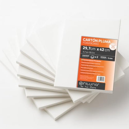 OFITURIA Foam Board White A3 Adhesive (29.7 x 42 cm) Pack of 2 Expanded Polystyrene Plate Lightweight and Rigid Foam Board Versatile and Cuttable for Crafts and Models, 5 mm - color: White (Adhesive), size: A3 Pack 2 u