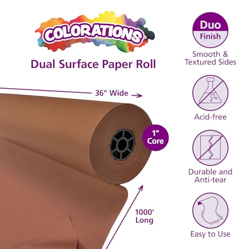 Colorations Prima-Color Fade-Resistant Paper Rolls, Brown, Arts and Crafts, 48" x 60' , Drawing, Finger Painting, Paint, Watercolor, Wall Art, Bulletin Boards, Kids Crafts (Item # DSBR) - color: Brown