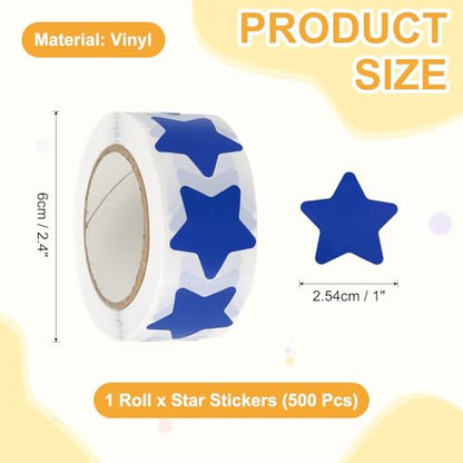 PATIKIL Star Stickers Roll 1", 500 Pcs Self-Adhesive Reward Stickers for Classroom Teacher Supplies and DIY Craft, Blue - color: Blue, size: 1"