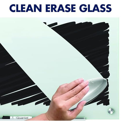 Quartet Whiteboard, Glass Dry Erase Board, Magnetic, 8' x 4', Infinity Frameless Mounting, White Surface, Accessory Tray, 1 Dry Erase Marker and 2 Glass Board Magnets (G9648W-A) - size: 96"W x 48"H