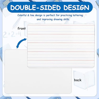 18 Pack Dry Erase Lapboards with Lines 6 x 9 inch Double Sided White Boards with 18 Black Markers 6 Erasers Small White Dry Erase Boards for Students Teacher Classroom Supplies - style: Lined Dry Erase Board