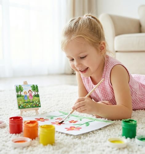 6 Pack Mini Wood Display Easels, Small Tabletop Canvas Stands, Artist Triangle Easels for Paintings, Weddings, Business Cards & Craft Displays