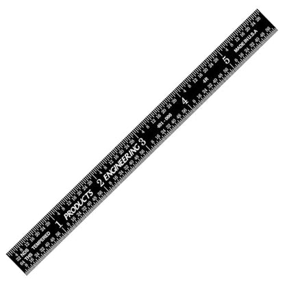 PEC Tools 6" Stainless Steel Flexible Metal Ruler with Black Chrome Finish, 4R Graduaction (1/8", 1/16", 1/32", 1/64"), High-Contrast Imperial Machinist Rule, Easy to Read, Made in USA - color: Black Chrome-Flexible, size: 6"
