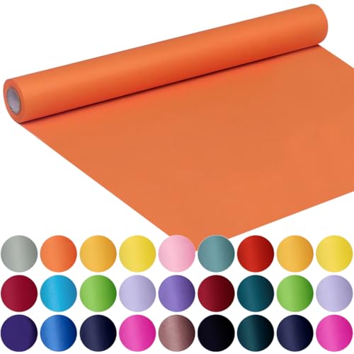 SMART&CASUAL 17.8" x 760" (63') OrangeRed Kraft Craft Paper Roll for Gift Wrapping Bulletin Board Bouquet Flower Art Packing Parcel Table Covering 80GSM 55LB (OrangeRed, 17.8" x 63') - color: OrangeRed, size: 17.8" x 760"