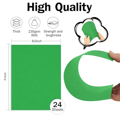Forest Green Cardstock 8.5 x 11 Thick Printer Paper, Goefun 24 Sheets 80lb Green Card Stock Paper for Christmas Cards Making, Invitations and Craft - color: green
