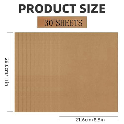 30 Sheets Brown Kraft Cardstock 8.5'' x 11'', 250gsm/90lb Heavyweight Cover Cardstock Paper, Thick and Smooth Card Stock Perfect for Invitations, Menus,DIY Cards, Arts and Crafts - color: kraft