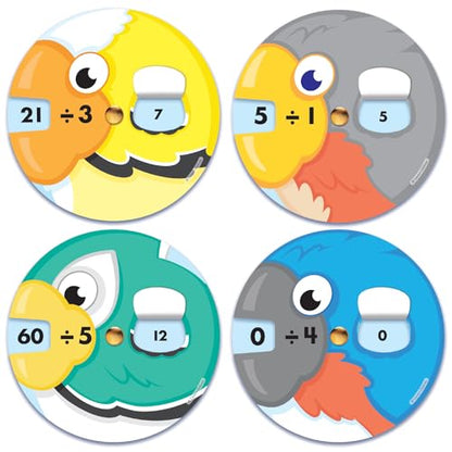 Carson Dellosa Set of Division EZ Spin Wheels, 18 2-Piece Math Manipulatives Covering Mixed Practice and Facts, Educational Toys for Homeschool and Classroom - style: Division Facts