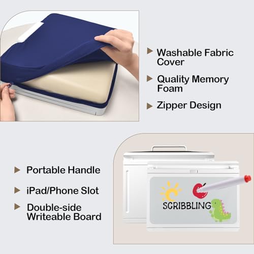 Lap Desk with Storage Cushion - Washable Portable Writing Lap Desk for Laptop with iPad Slot Magnetic WhiteBoard for Home Office Couch Bed - Fits Up to 15.6 Inch Laptop