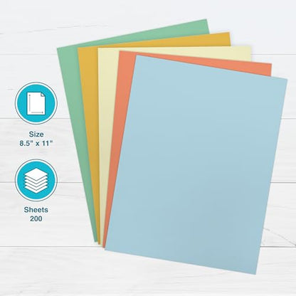 PrintWorks Boho Rainbow Cardstock 8.5" x 11" - 200 Sheets - 5 Assorted Boho Tones - Ideal for School & Craft Projects - 67 lb/147 gsm & 90 lb/165 gsm - Made in the USA - SFI® Certified (00605) - size: 200 Sheets