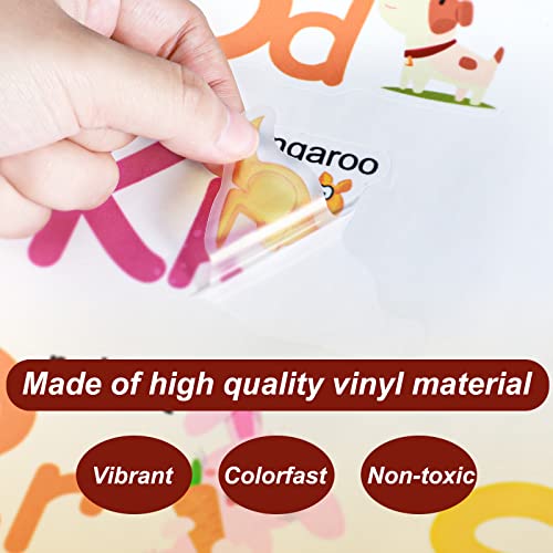 Pajean 4 Sheets Animal Alphabet Numbers Colour Decals for Kids Numbers Learning Children Educational Wall Decals ABC Weather Tree Stickers for Classroom Bedroom Playroom Room Decor Nursery