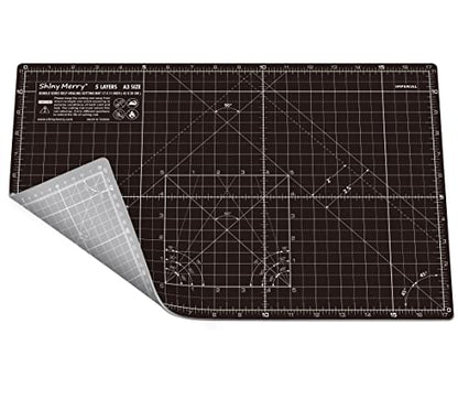 Self Healing Cutting Mat A3 12"x18" – Double Sided 5-Ply Craft Mat for Sewing, Quilting, Fabric, Scrapbooking – Black/Gray - color: Black, size: A3 (12" x 18")