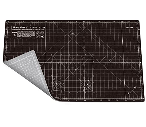 Self Healing Cutting Mat A3 12"x18" – Double Sided 5-Ply Craft Mat for Sewing, Quilting, Fabric, Scrapbooking – Black/Gray - color: Black, size: A3 (12" x 18")