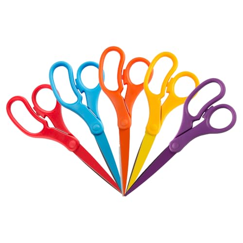 JAM PAPER Multi-Purpose Precision Scissors Set - 8 Inch - Rainbow Assortment - Ergonomic Handle & Stainless Steel Blades - 5/Pack - color: Rainbow Assortment, size: Standard (8 Inch)