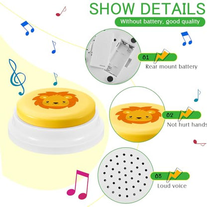 Syhood 8 Pcs Animal Sounds Buzzer for Trivia Games Answer Buzzers Feud Jeopardy Buzzer Button with Lights and Sounds for Party Game Show (Jungle and Farm Style) - style: Jungle and Farm Animal